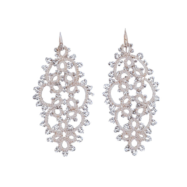 Carol Lace Earrings - Beige Silver