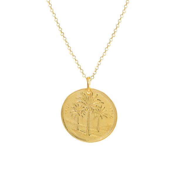 The Date Palm Tree Coin pendant necklace