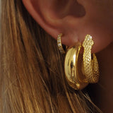 python snake small hoops earrings