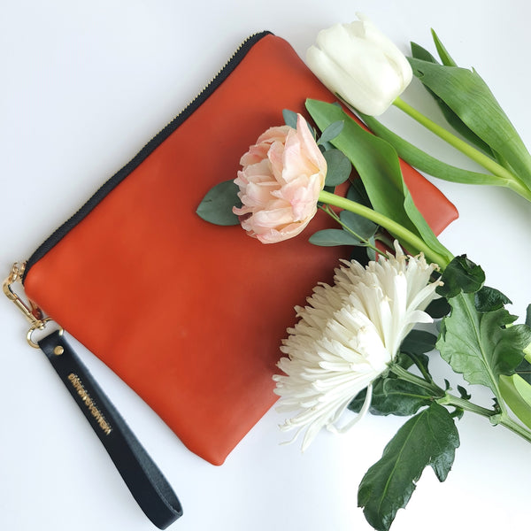 Leather Clutch in Terracotta by We Wear Young - The Greek Art Company