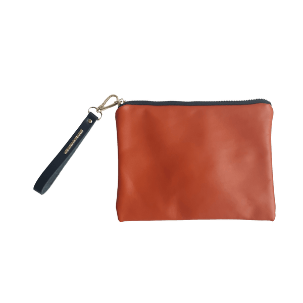 Leather Clutch in Terracotta by We Wear Young - The Greek Art Company
