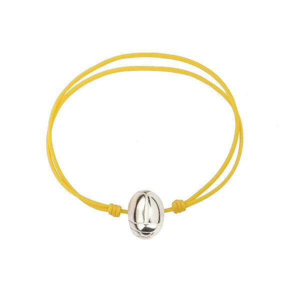 Silver Beetle Bracelet - Yellow Cord