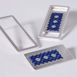 2way rectangular earrings silver with cobalt blue by Charalampia - The Greek Art Company