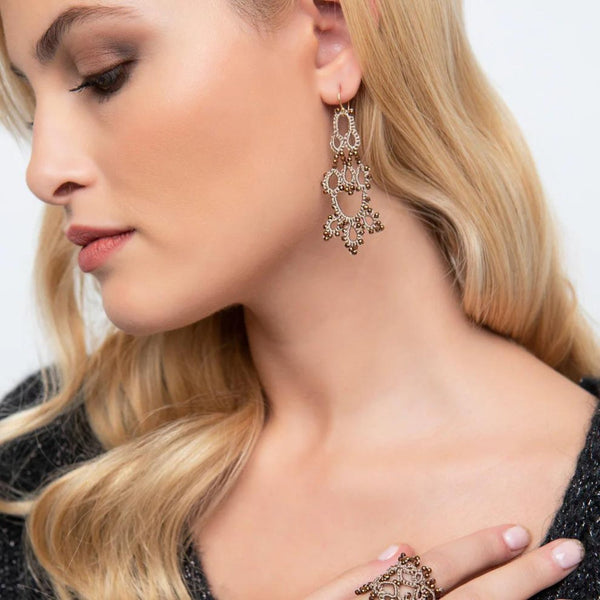 Bijoux lace earrings - Chocolate