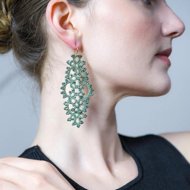 Carol Lace Earrings - Festive Green