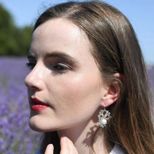 Claire Lace Earrings - Purple Bronze