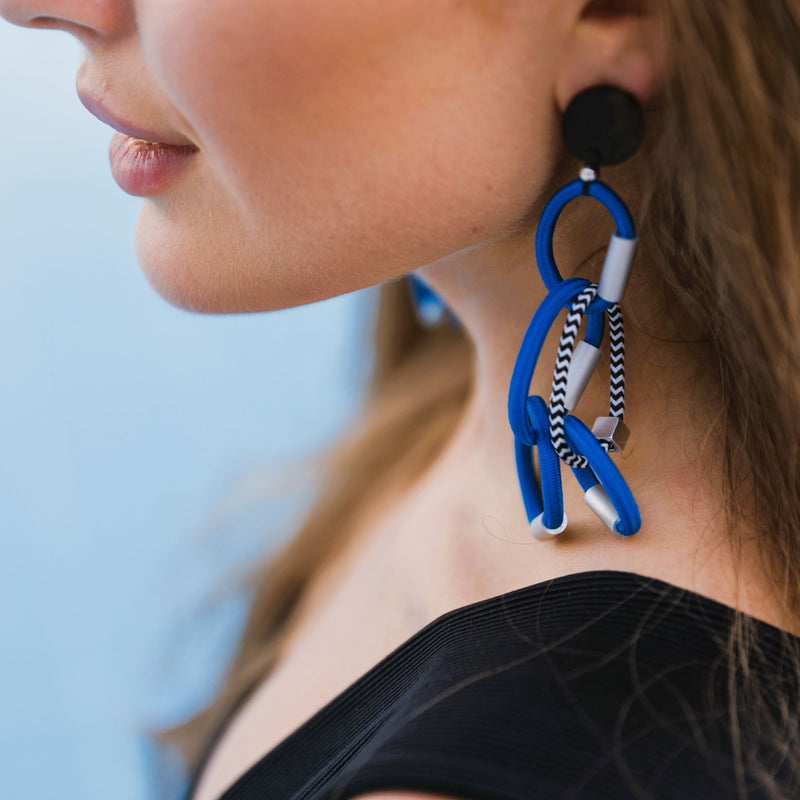 Loops long statement earrings by Christina Brampti - The Greek Art Company