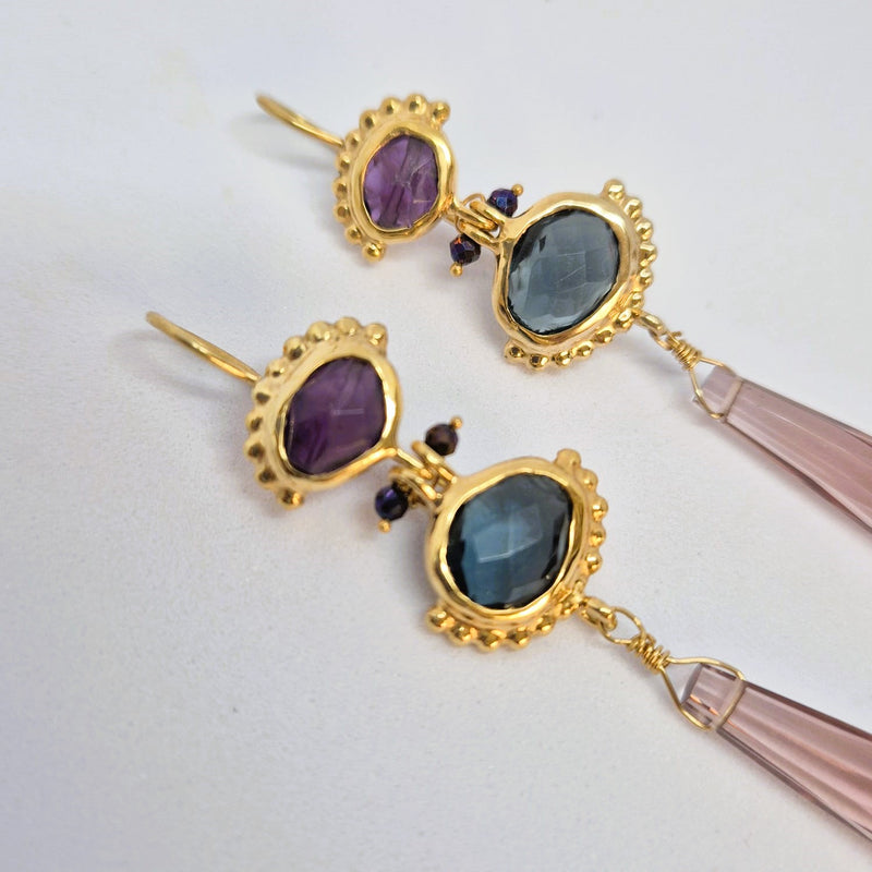 Amethyst and Quartz Earrings