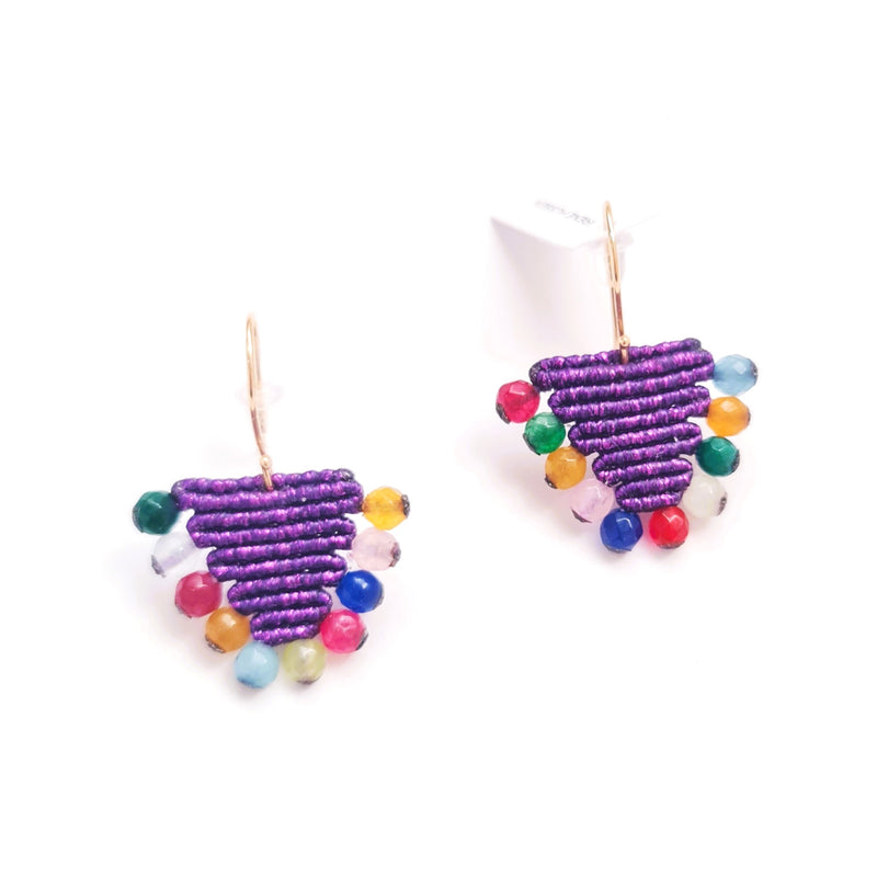 makrame earrings with colorful agates