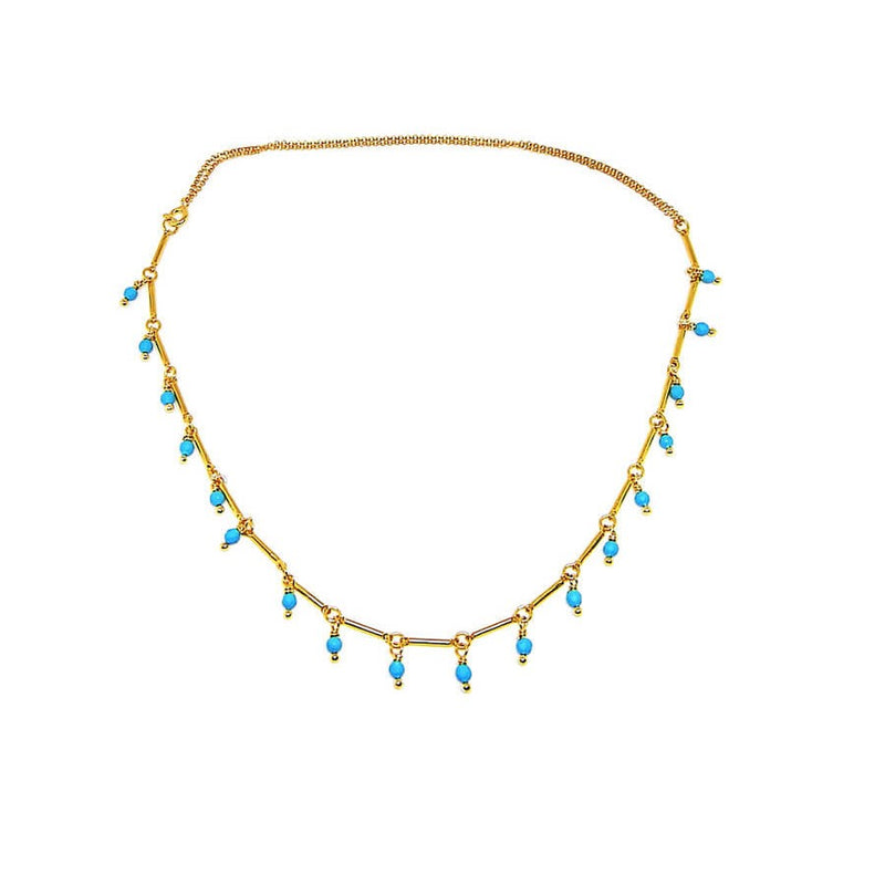 bar necklace with turquoise stones
