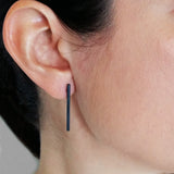 Black Stick Oxidized Silver Earrings by Meli Jewelry - The Greek Art Company