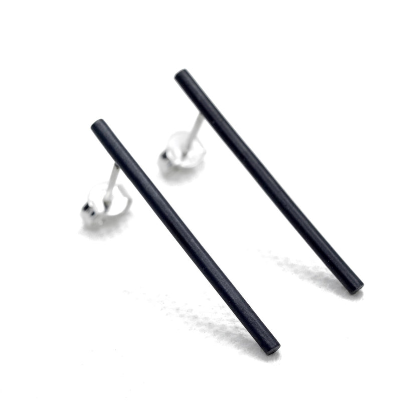 Black Stick Oxidized Silver Earrings by Meli Jewelry - The Greek Art Company