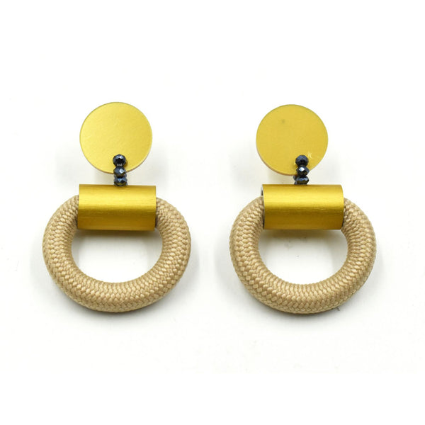 Alum and Cord Earrings - Gold