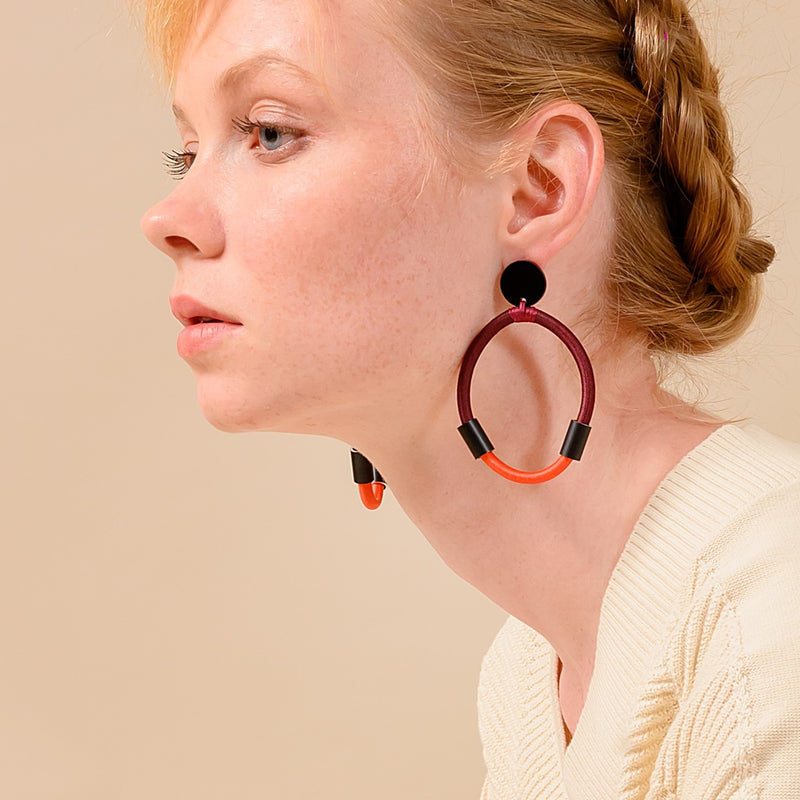 Colorful Wire Earrings - Orange