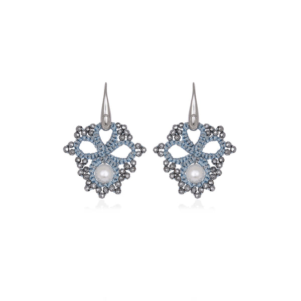 Claire Baby Blue Silver Lace Earrings by Contessina - The Greek Art Company