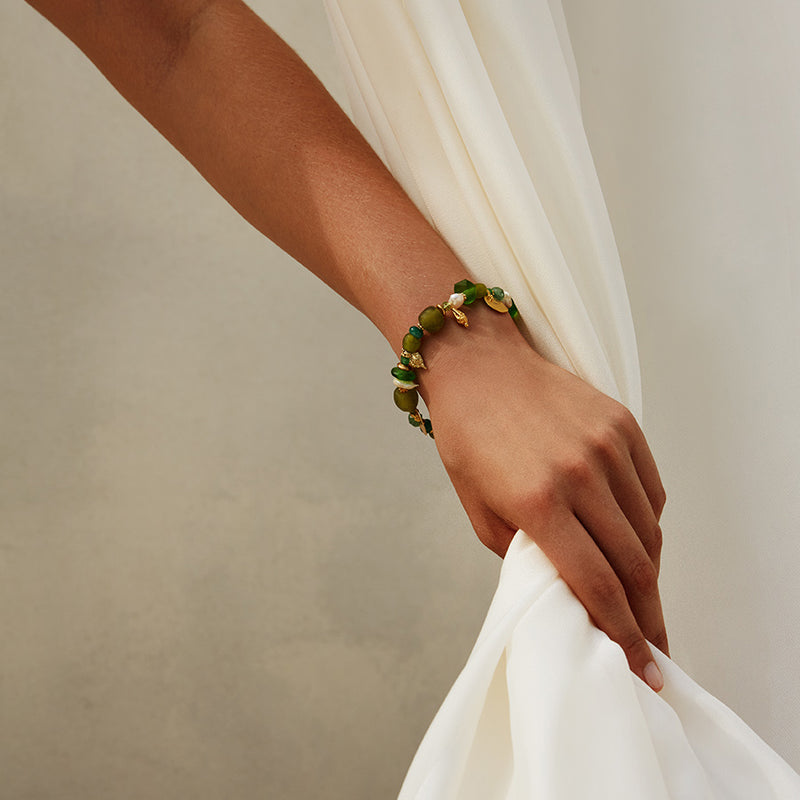 Green Harmony Bracelet with gemstones by Katerina Makriyianni - The Greek Art Company