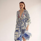Hello Sailor Beach Robe kimono resortwear by Cleo Gatzeli - The Greek Art Company