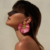 Mini Sinky Fan Earrings in Baby Pink Boho - by Katerina Makriyianni - The Greek Art Company