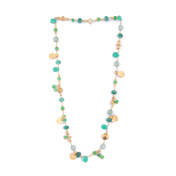 Green Twisted Necklace / Short with Agate Stones by Katerina Makriyianni - The Greek Art Company
