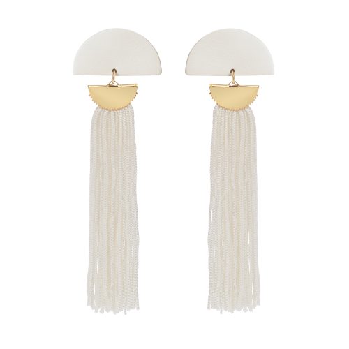 Kacey off white leather and silk earrings by Berthelotti - The Greek Art Company