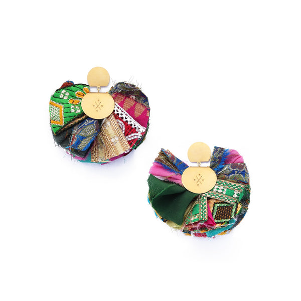 Mini SIlky Fan Earrings - Multicolor by Katerina Makriyianni - The Greek Art Company