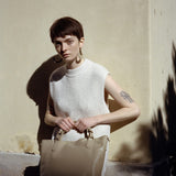 Olivia Dark beige Leather Earrings by Berthelotti - The Greek Art Company