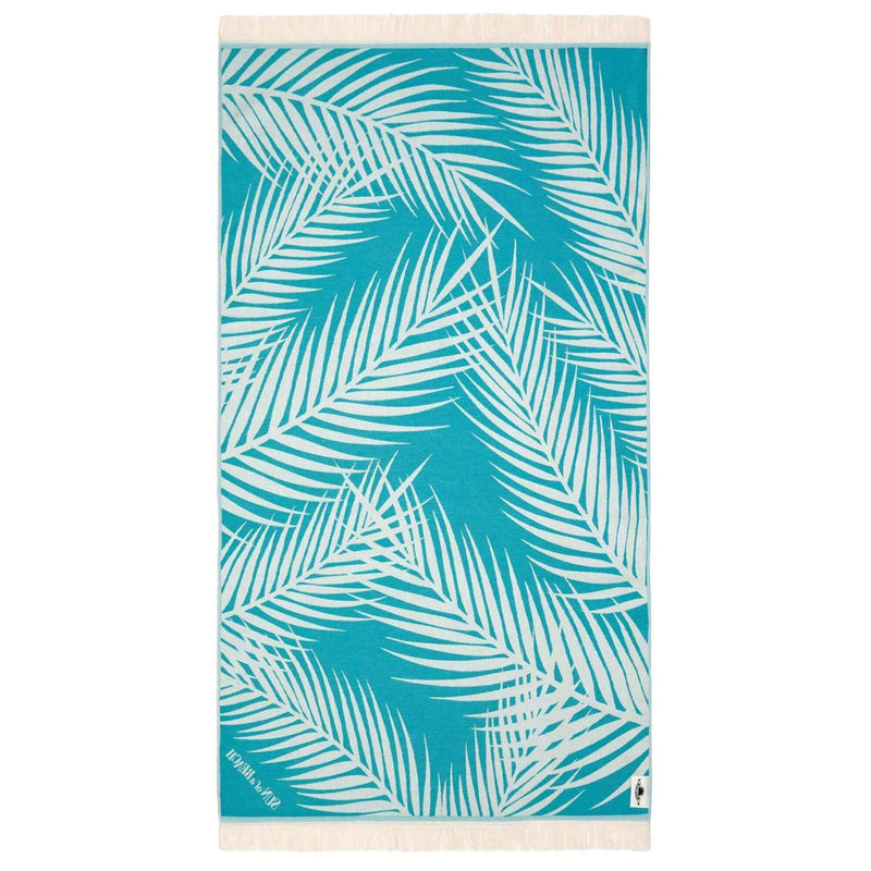 Palm Springs Blue Turquoise Petrol Feather Beach Towel by Sun of a Beach - The Greek Art Company