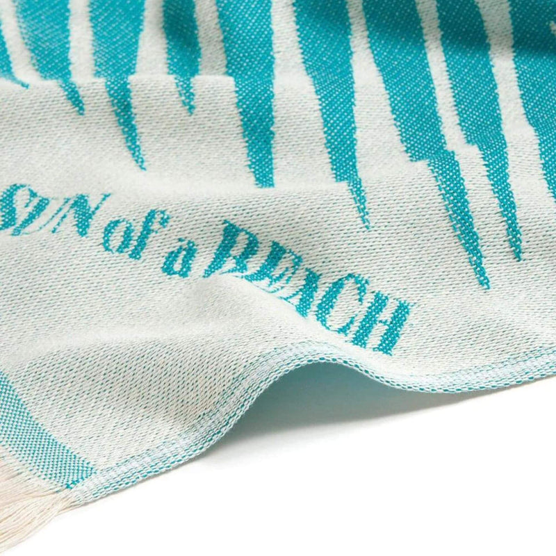 Palm Springs Blue Turquoise Petrol Feather Beach Towel by Sun of a Beach - The Greek Art Company