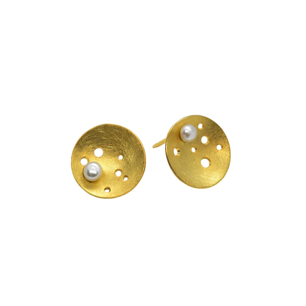 Pearl Disk Earrings by Meli Jewellery - The Greek Art Company