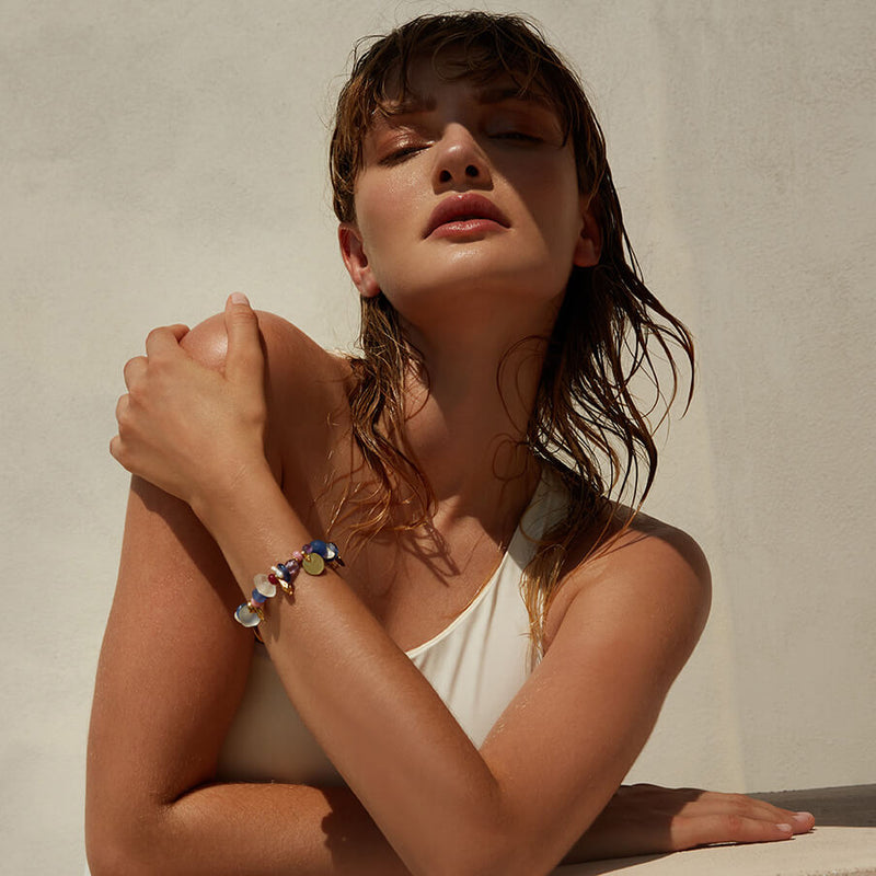 Pink Harmony Bracelet with Multicolor Gemstones by Katerina Makriyianni - The Greek Art Company