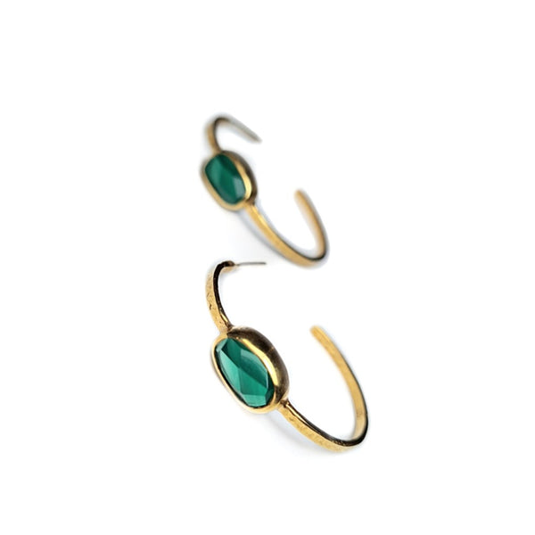 Green Onyx Hoops