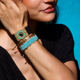Thera macrame bracelet with semi precious stones hematite in various colors by Mara Kokkinou - The Greek Art Company