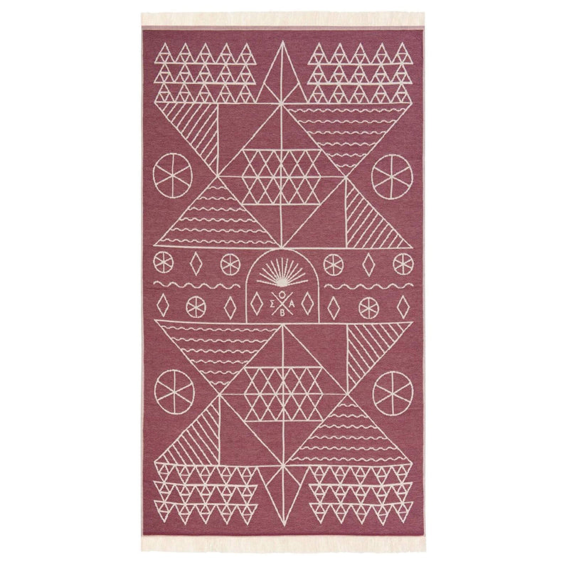 Tinos Burgundy Feather Beach Towel Maroon by Sun of a Beach - The Greek Art Company