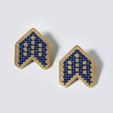 blue arrow embroidered statement earrings by Charalampia - The Greek Art Company
