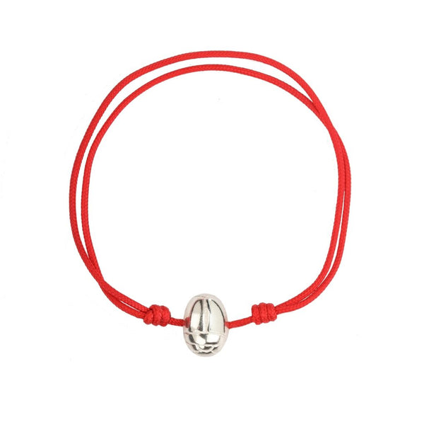 Silver Beetle Bracelet - Red Cord