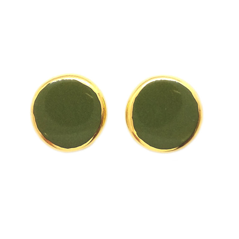 Chloe Ceramic Studs - Olive Green