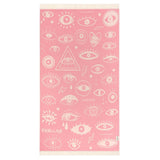 electric eyes evil eye beach towel cotton pink