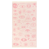 electric eyes evil eye beach towel cotton pink