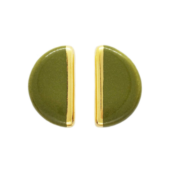 Eris Ceramic Studs - Olive Green