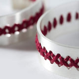 Hera hoops embroidered statement hoops burgundy maroon by Charalampia - The Greek Art Company
