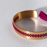 hera bracelet magenta embroidered cuff by Charalampia - The Greek Art Company