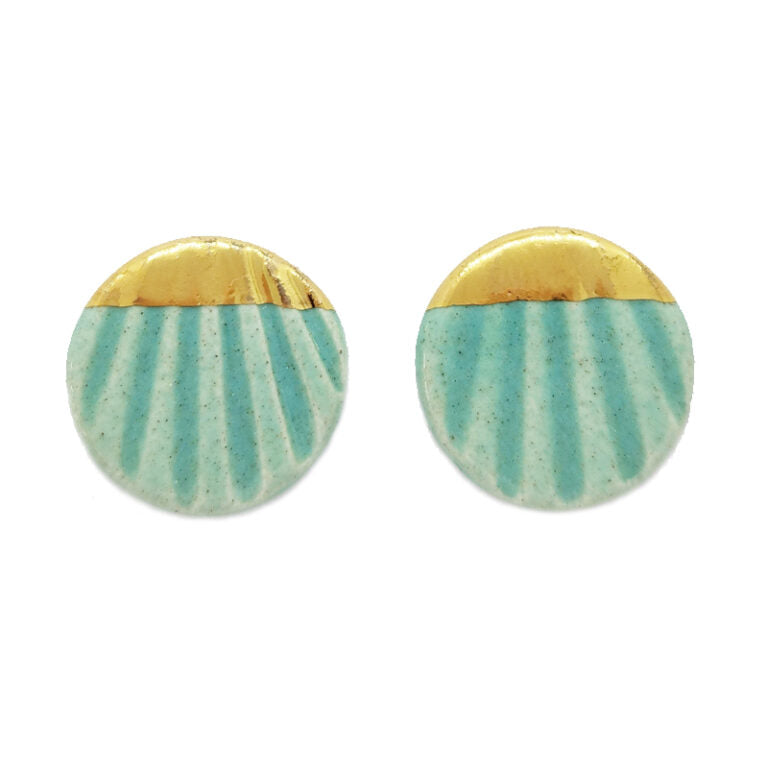 Shell Ceramic Studs - Turquoise