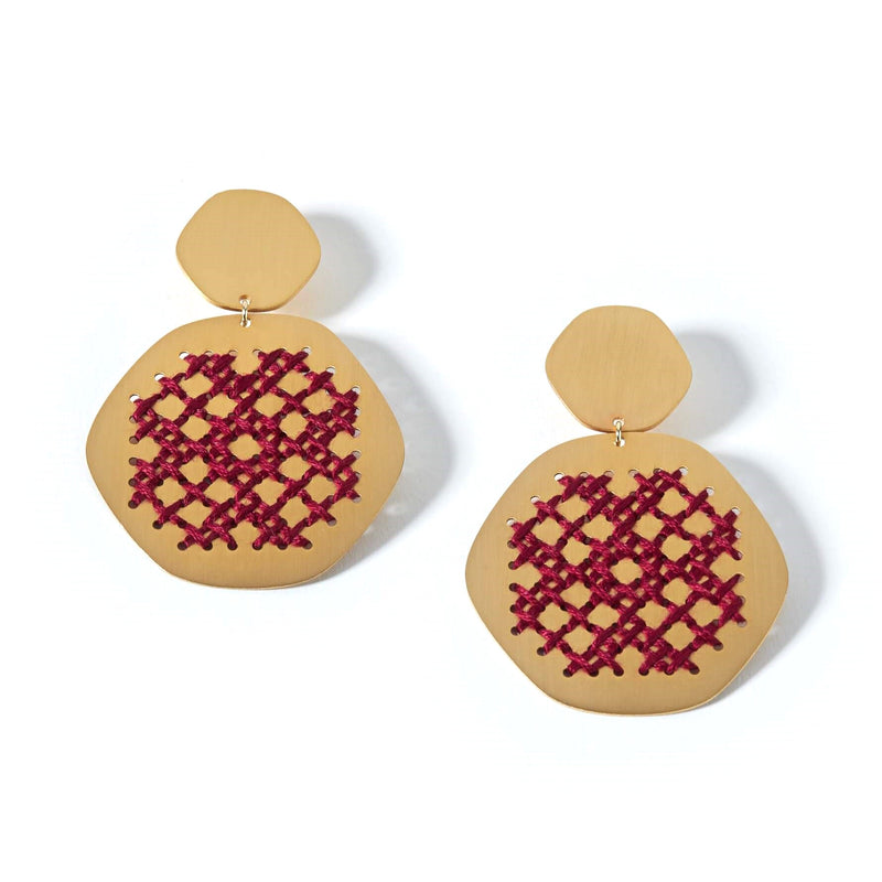 Lace Earrings - Burgundy