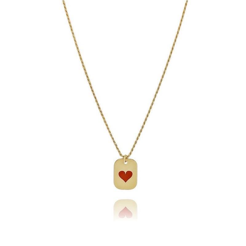 red heart tag necklace