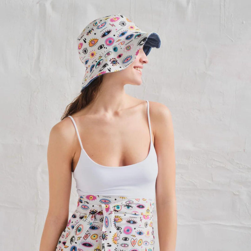 starry eyes evil eye towel bucket hat