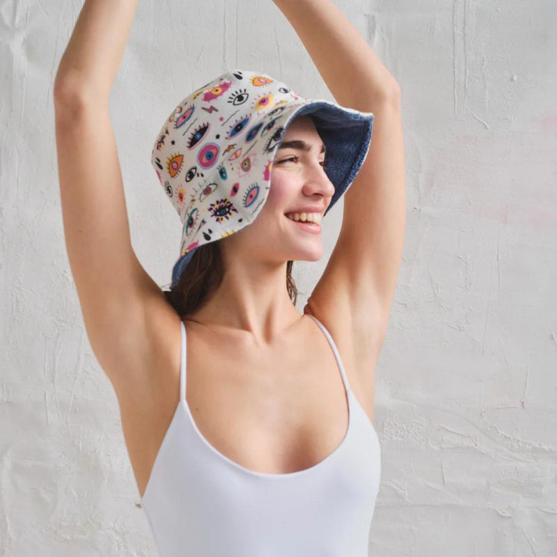 starry eyes evil eye towel bucket hat