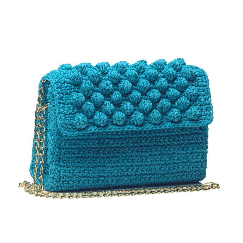 Turquoise Crochet Cross-Body Bag