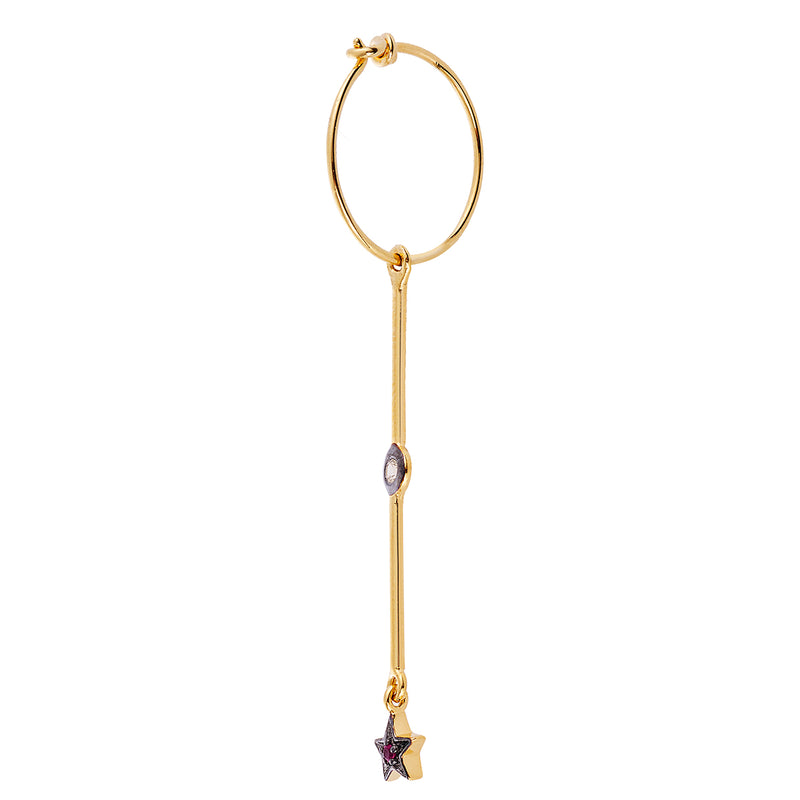 Dangling Star Hoop Earrings by Ileana Makri - The Greek Art Company