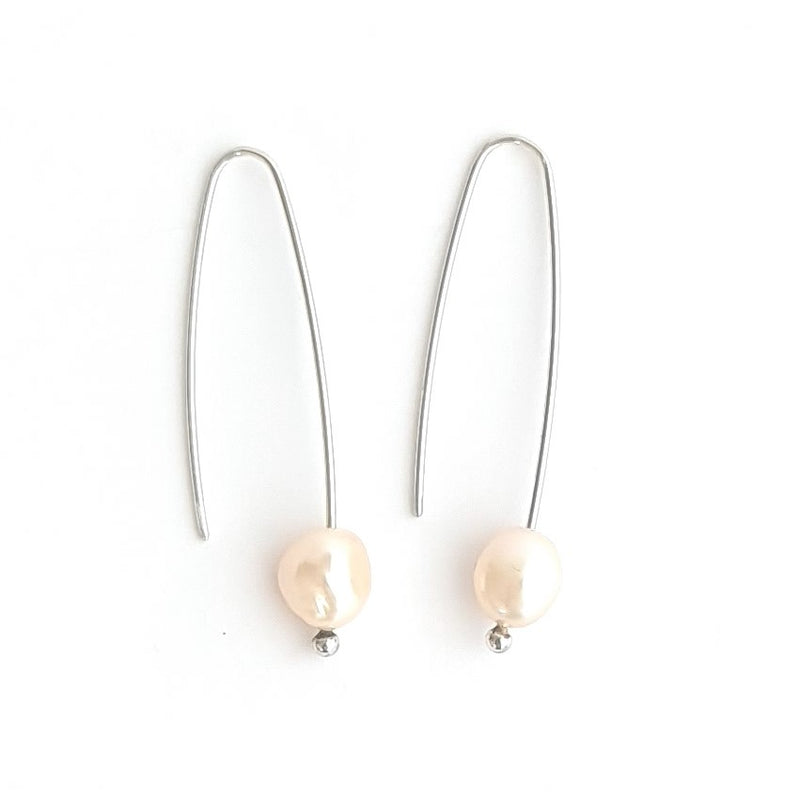 Silver Pearl Dangle Earrings by Meli Special Jewelry - The Greek Art Company