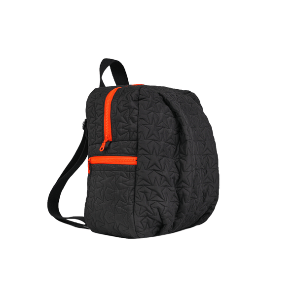 Stars Black Backpack Orange Zippers by Bleecker and Love - The Greek Art Company